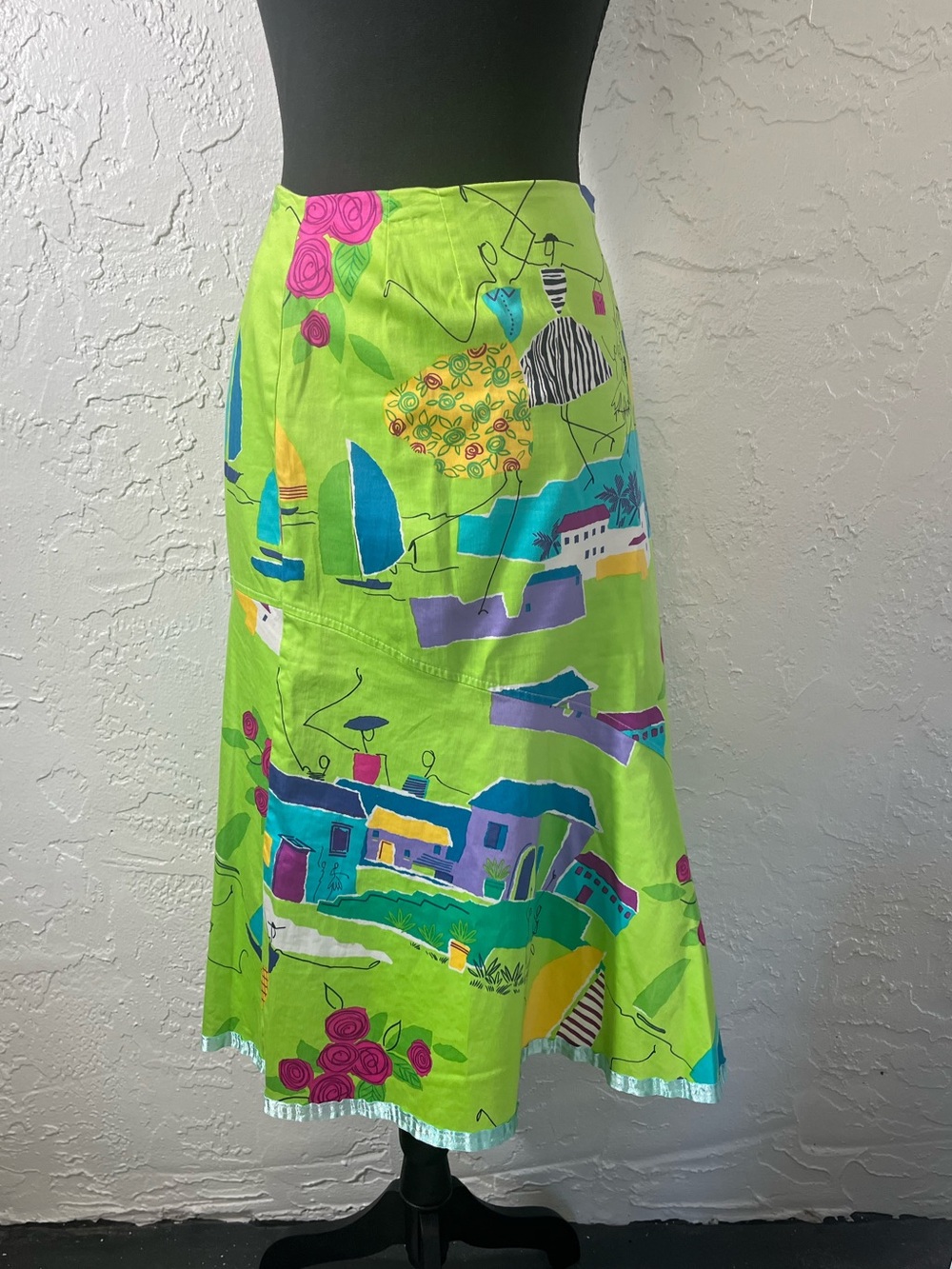 Vintage Classified‎ New York Abstract Print Midi Skirt Size 12